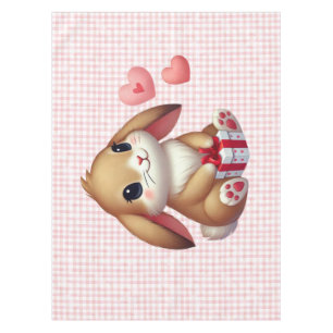 Cute Valentine's Day bunny rabbit  Tablecloth