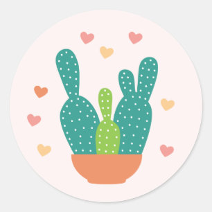 Cute Valentine's Day Cactus Stickers