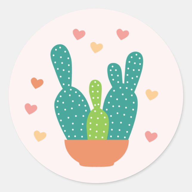 Cute Valentine's Day Cactus Stickers (Front)