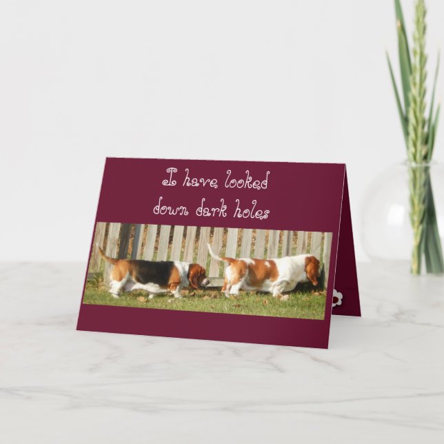 Cute Valentine's Day Card w/Searching Basset Hound (Front)