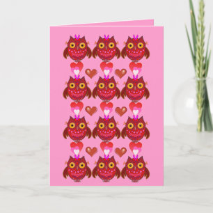Cute Valentine's day card with Cartoon Owls
