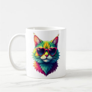 Cute Valentines Day Cat Heart Sunglasses Cat Lover Coffee Mug