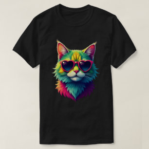 Cute Valentines Day Cat Heart Sunglasses Cat Lover T-Shirt