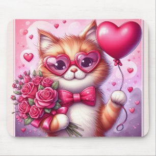 Cute Valentine's day cat/kiten Mouse Pad