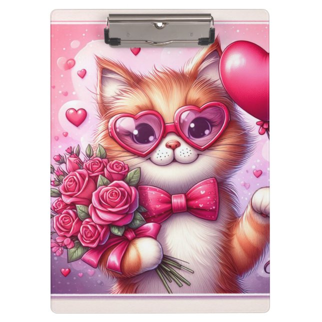 Cute Valentine's day cat/kitten Clipboard (Front)