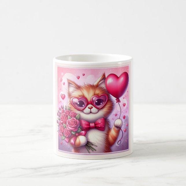 Cute Valentine's day cat/kitten Coffee Mug (Center)
