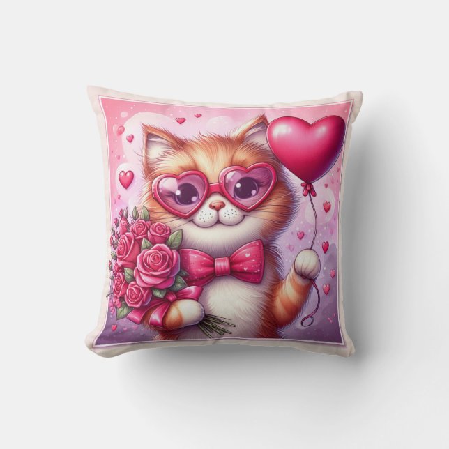 Cute Valentine's day cat/kitten Cushion (Front)