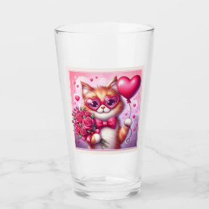 Cute Valentine's day cat/kitten Glass