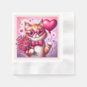 Cute Valentine's day cat/kitten Napkin