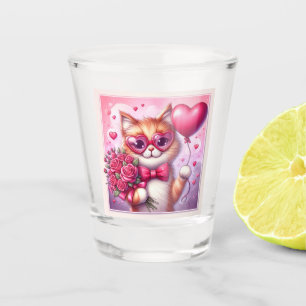 Cute Valentine's day cat/kitten Shot Glass