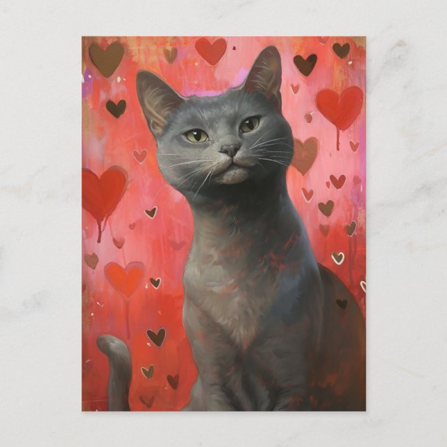 Cute Valentines Day Cat Postcard (Front)