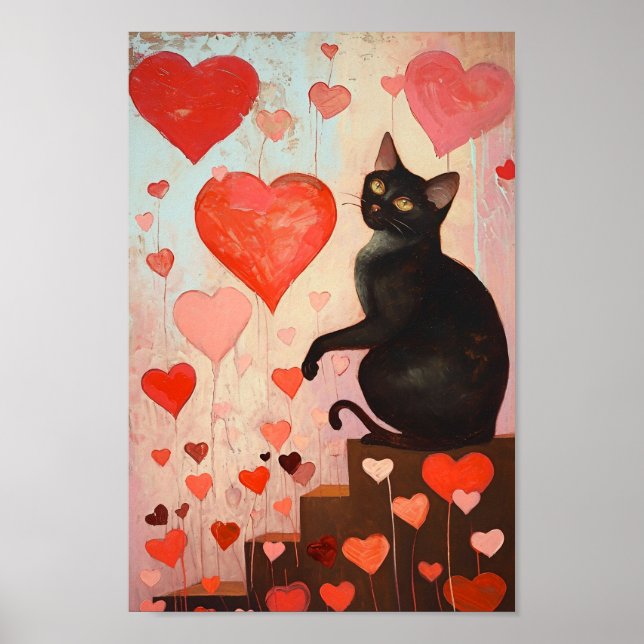 Cute Valentines Day Cat Poster (Front)