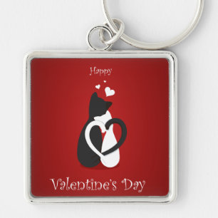 Cute Valentine's Day Cats Love Key Ring