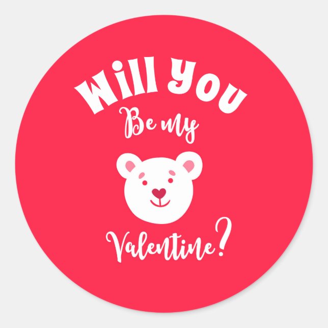 Cute Valentine's Day Classic Round Sticker (Front)