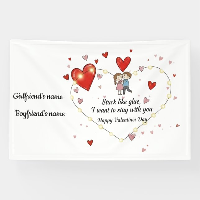 Cute Valentine's day couple hearts custom Banner (Horizontal)