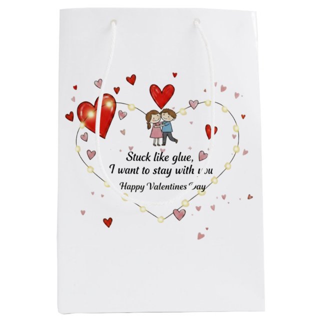 Cute Valentine's day couple hearts custom Medium Gift Bag (Front)