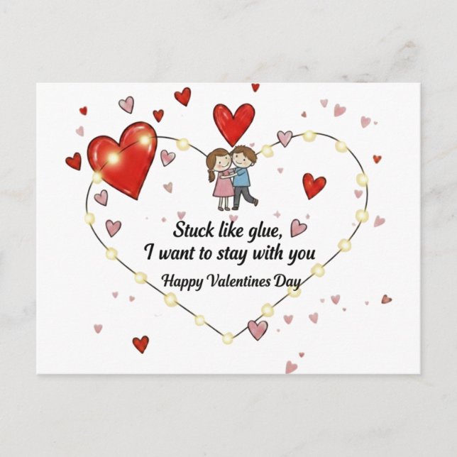 Cute Valentine's day couple hearts custom Postcard (Front)