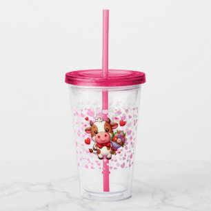 Cute Valentine's day cow Acrylic Tumbler