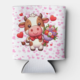 Cute Valentine's day cow Can Cooler