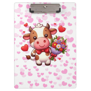 Cute Valentine's day cow Clipboard