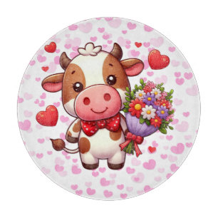 Cute Valentine's day cow Cutting Board