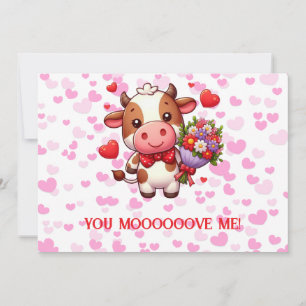 Cute Valentine's day cow Holiday Card