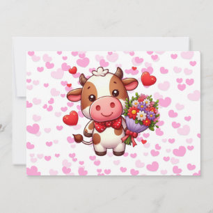 Cute Valentine's day cow Holiday Card