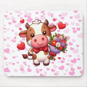 Cute Valentine's day cow Mouse Pad