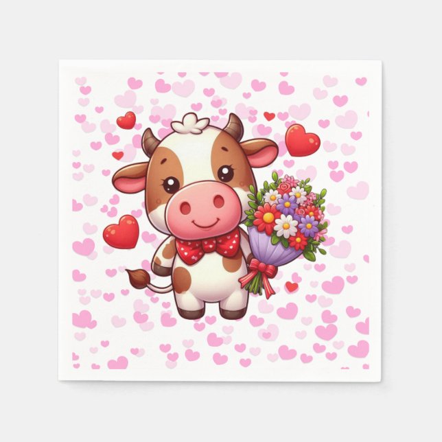 Cute Valentine's day cow Napkin (Front)