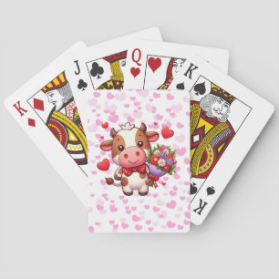 Cute Valentine's day cow Playing Cards