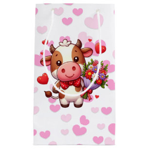 Cute Valentine's day cow Small Gift Bag