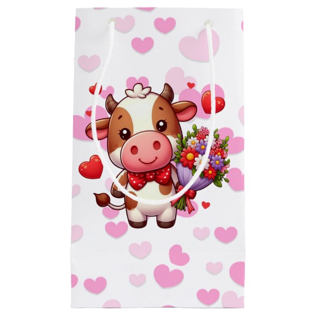 Cute Valentine's day cow Small Gift Bag (Front)