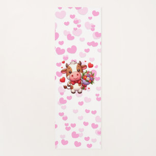 Cute Valentine's day cow Yoga Mat