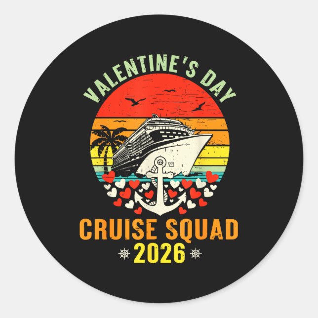 Cute Valentines Day Cruise 2026 Matching Cruise Fo Classic Round Sticker (Front)