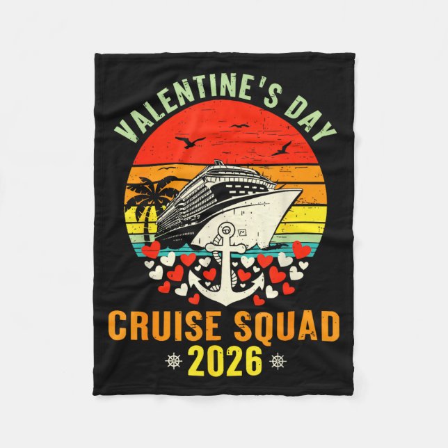 Cute Valentines Day Cruise 2026 Matching Cruise Fo Fleece Blanket (Front)