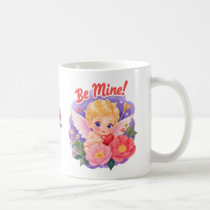 Cute Valentine's Day Cupid with "Be Mine" Coffee Mug