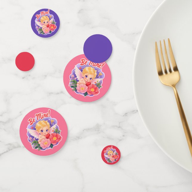 Cute Valentine's Day Cupid with "Be Mine" Confetti (Group)