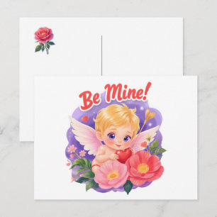 Cute Valentine's Day Cupid with "Be Mine" Holiday Postcard