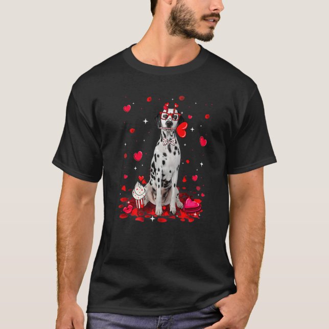Cute Valentine's Day Dalmatian Dog Heart Costume P T-Shirt (Front)