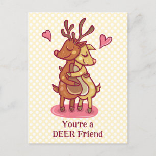 Cute Valentine's Day Deer Friend Pun Custom Text Postcard