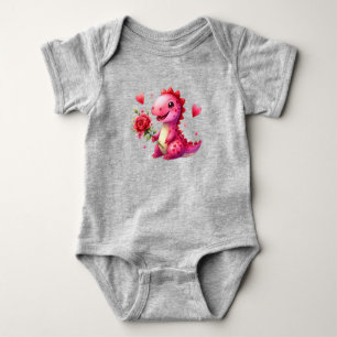 Cute Valentine's day dinosaur Baby Bodysuit