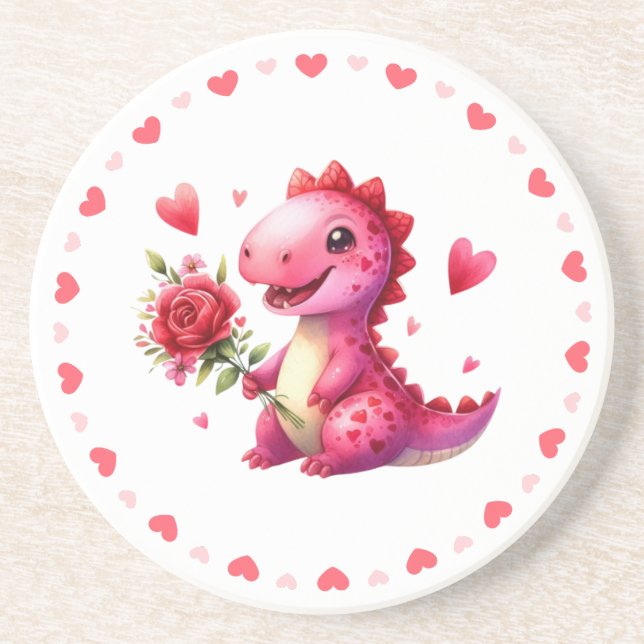 Cute Valentine's day dinosaur Coaster (Front)