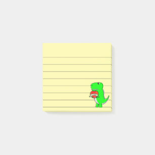 Cute Valentines Day Dinosaur Lined 3x3 Post-it Notes