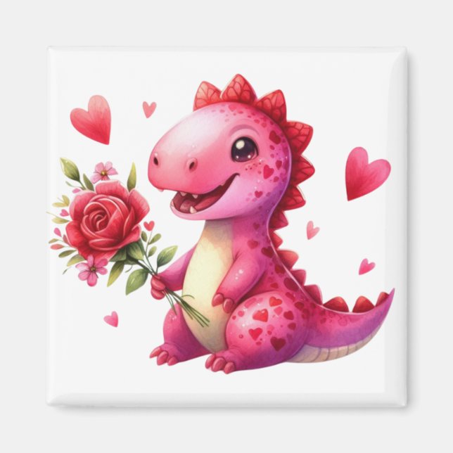 Cute Valentine's day dinosaur Magnet (Front)