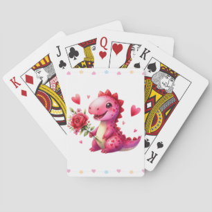 Cute Valentine's day dinosaur Playing Cards