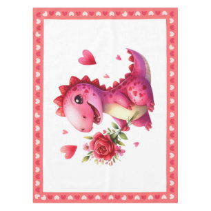 Cute Valentine's day dinosaur Tablecloth