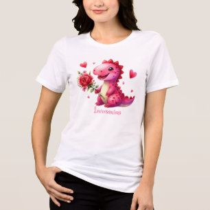 Cute Valentine's day dinosaur Tri-Blend Shirt