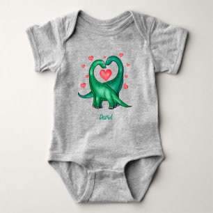 Cute Valentines Day Dinosaurs Baby Bodysuit
