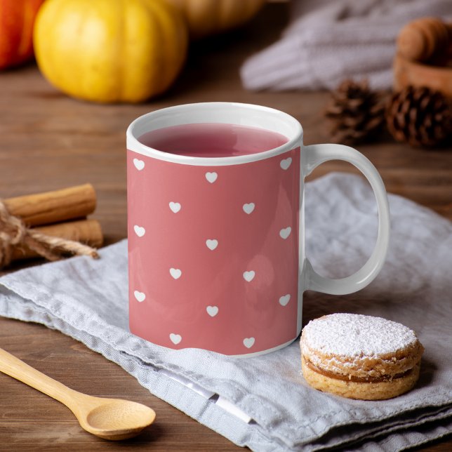 Cute Valentine's Day Dusty Pink Hearts Coffee Mug (Creator Uploaded)