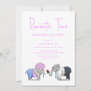 Cute Valentine's Day Elephants Invitation